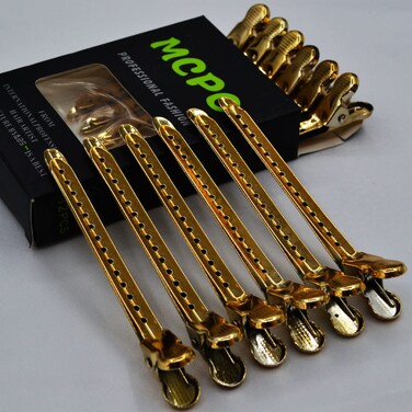 12 Pcs Metal Duckbill Hair Clips for Hair Sectioning Alligator Hair Clips for Styling Dividing Duck Bill Clips with Anti-Slip Holes Salon Barber Styling Tools
