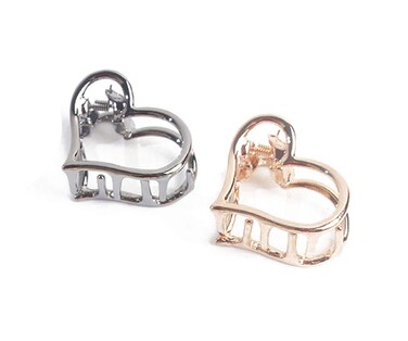Suoirblss Women Lady Girls Metal Small Heart-Shaped Star Ponytail Clip Hairpin Hair Clamp Holder Hair Claw Accessories (Rose Gold + Black)