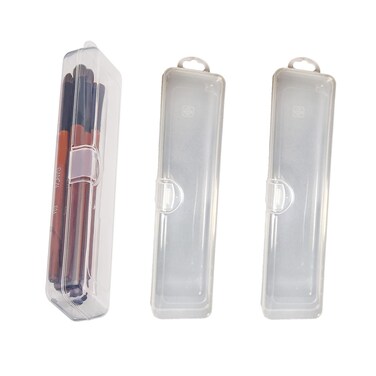 Portable Travel Cosmetic Brush Holder Dispenser Cutlery Storage Jar with Transparent Lid - Fixed Frame - Cotton Swab &amp; Dental Floss Box - 3 pcs (8.4x1.9x1.2 in)