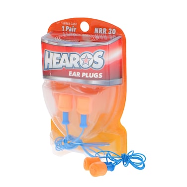 Hearos SoftStar EZ Twist Corded Foam Ear Plugs, Free Case, NRR 30, 1 Pair,Orange,5521