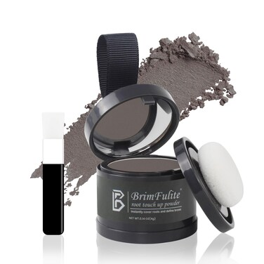 Hair Root Touch Up Powder, Quick Cover Gray Hairline Powder, Windproof &amp; Sweatproof Root Cover Up for Women Men with Compact Puff and Mirror 0.14 Oz. (Gray, 0.14 Oz.)