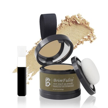 Hair Root Touch Up Powder, Quick Cover Gray Hairline Powder, Windproof &amp; Sweatproof Root Cover Up for Women Men with Compact Puff and Mirror 0.14 Oz. (Medium Blonde, 0.14 Oz.)