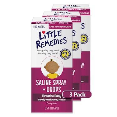 Little Remedies, Saline Nasal Spray and Saline Drops for Baby and Newborn, 0.5 Fl Oz, 3 Pack