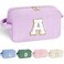 YOOLIFE Purple Travel Makeup Bag - Initial Cosmetic Bag Cute Makeup Bag Travel Essentials Travel Makeup Pouch Small Makeup Brush Bag Makeup Bag Organizer Personalized Gifts for Women Her Letter A