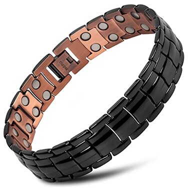 Men's Magnetic Copper Bracelet 9inch Link Adjustable Arthritis and Carpal Tunnel Migraine Tennis Elbow Pain Double-Row Strong Magnets Pure Copper Bracelet