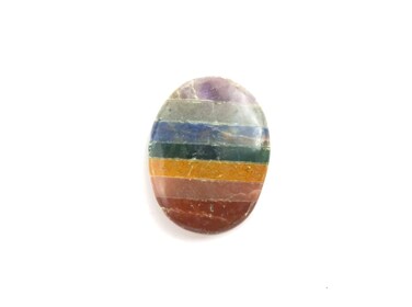 Jet 7 Chakra Bonded Layer Worry Stone Palm Stone Thumb Stone Massager Healing Crystal Oval Shaped Stone Chakra Balancing
