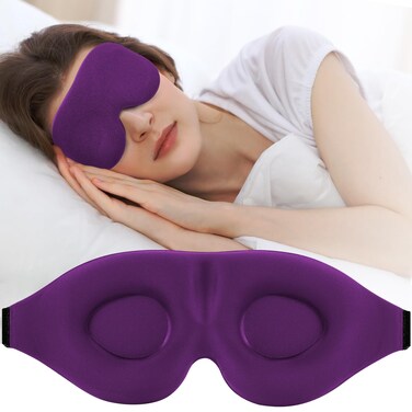 ZGGCD Sleep Mask for Side Sleeper, Light Blocking Sleeping Eye Mask for Women Men, 3D Contoured Cup Night Blindfold, Luxury Eye Cover Eye Shade with Adjustable Strap for Travel, Nap, Purple