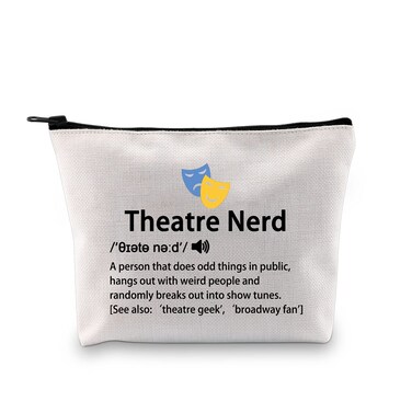 MBMSO Theatre Gifts Theatre Nerd Makeup Bag Drama Gifts Broadway Musical Gifts Theatre Lover Gifts Comedy Tragedy Masks Travel Bag Theatre Geek Gifts (Theatre Nerd bag)