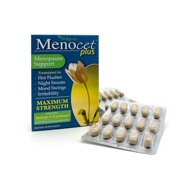 Wellgenix Menocet Plus Menopause Support - Natural Supplement for Women - Daily Relief Feminine Care - Helps with Hot Flashes, Night Sweats, Mood Swings &amp; Irritability - 30 Tablets