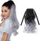 18Inch Omber Black Silver Light Gray White Body Wave 100g Clip in Ponytail Hair Extension Natural Hairpiece Body Wave Ponytail #1B/Gray