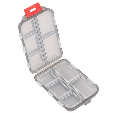 Pill Case - Portable Supplements Tablet Container Box with 10 Compartments - Medicine Capsule Vitamin Foldable Organizer Dispenser Holder Storage for Travel Trip Pocket Purse - Clear Black