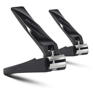 FERYES Nail Clippers with Catcher 2 PCS Set, No Splash Fingernail Clipper and Toenail Clipper, Stainless Steel Nail Cutters - W/Black Metal Case Packing
