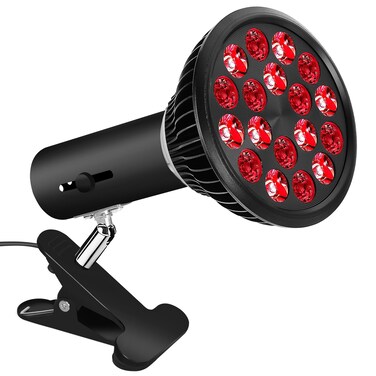 Red Light Therapy Bulb with Adjustable Socket Clamp, 18 LEDs Red Light Therapy with Lamp Holder for Body and Face with 660nm Red and 850nm Infrared Light Therapy Device for Skin Care Pain Relief