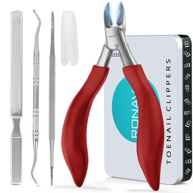 Toenail Clippers for Ingrown &amp; Thick Toenails - Heavy Duty Toe Nail Clippers for Remove Side Ingrown Toenail with Angled Sharp Blades, Professional Pedicure Tool with Long Handle for Seniors &amp; Men
