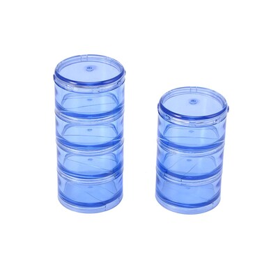 SUPVOX 1 Set Cylinder Stackable Pill Box Round Weekly Pill Container Case Dispenser for and Medication (Blue)
