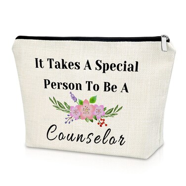 Sazuwu Counselor Appreciation Gift for Women Makeup Bag Counselor Gift Thank You Gift for Counselor Cosmetic Bag Teacher Retirement Gift Birthday Gift Christmas Gift Cosmetic Travel Bag