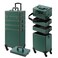 Makeup Train Case, Rolling Makeup Case with Lid, 5 in 1 Cosmetology Case on Wheels, Christmas Gift, Large Makeup Case Organizers, Profesional Cosmetic Case for Salon Barber, Green