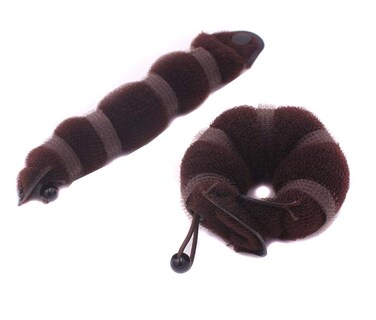 2 Pcs Hair Tools Beauty Buns Magic Hair Styling Styler Twist Ring Former Shaper Doughnut Donut Chignon Bun Maker Clip Hair Curler Accessories (1pack=1pc small+1pc large) (Coffee)