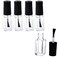 5 PCS 3ML Empty Transparent Glass Square Bottom Shape Nail Polish Clear Bottles with Balck Cap and Soft Nail Brush for Travel and Home