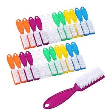 Handle Grip Nail Brush - Nail Brushes for Cleaning Fingernails, Long Handle Hand Fingernail Brush, Scrub Cleaner for Finger Nial, Multicolor, DAYGOS (Black-24pcs)