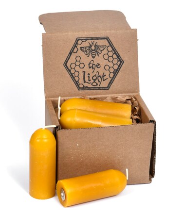 BeeTheLight Beeswax Lantern Candles (3.5" x 1.25") - Smokeless Unscented Candle - 12 Hours Burn Time Each - Natural &amp; Pure Beeswax Candle - Handmade Camping Candle for Lanterns &amp; Chandeliers