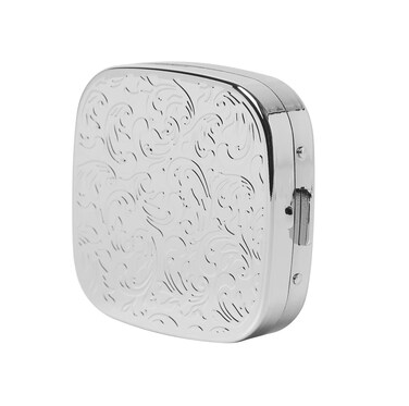 Simple Metal Portable Mini Medicine Box Storage Case (3 compartments Silver)