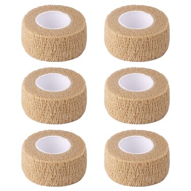 6pc-1 Inch Wide Skin Colour Elastic Self- Adhesive Bandage Finger Tape,Wrap Bandages, for Wrist and Ankle Sprains &amp; Swelling