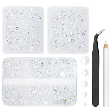 3 Boxes 5070PCS Transparent Clear Resin Rhinestones for Crafting Clear White Flatback Jelly Stones 2mm 3mm 4mm 5mm 6mm Non-Hotfix Gems for Nails Face Eyes Makeup Tumblers Bottles Mug DIY Crafts