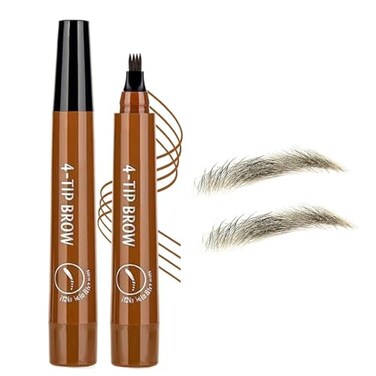 Eyebrow Pen Waterproof Microblading Eyebrow Pencil with 4-Prong Micro-Fork-Tip Applicator, Eyebrow Contouring Pen for Women Creates Natural Looking Brows Effortlessly (Natural Black)