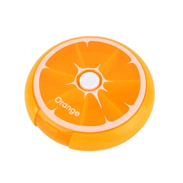Yosoo Portable Rotating Pill Box 7 Day Medicine Vitamins Container Storage Dispenser, Cute Fruit Style (Orange)