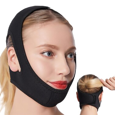 Anti Snoring Chin Strap,Post Surgical Chin Strap,Anti Snoring Devices,Chin Lipo Compression Garment Chin Strap for Women and Men (Black)