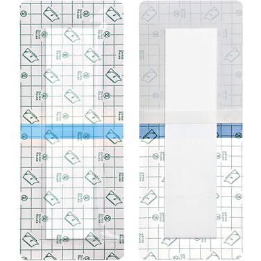 Waterproof Incision Bandages for Large Wounds Knee Hip Replacement Adheisve Island Dressing Bandaid Tape Post Surgical Shower Protector, No Glue On Center 4 x 8 Inch (Pack of 25)