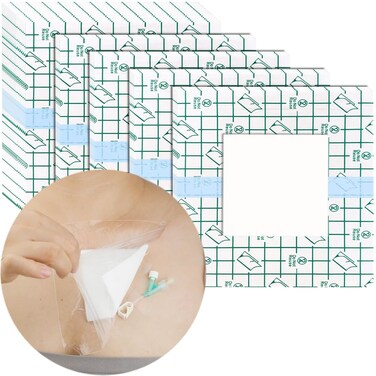 6"x6" Waterproof Shower Cover Incision Bandages for Large Wound with No Glue On The Center Adhesive Transparent Shower Protector Post Surgical Water Barrier Guard Pack of 25