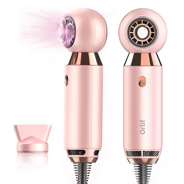Professional Hair Dryer 800 W Lightweight &amp; Compact Blow Dryer Powerful Flow Hair Dryers for Travel and Home Concentrator Nozzle Pink