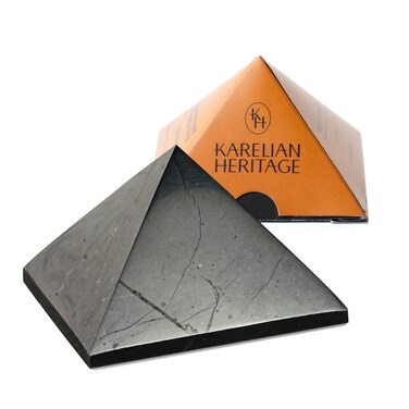 Shungite Protection Polished Pyramid 2" (5 cm)   Authentic Shungite Stone Blocker Pyramid 2 inches (5 cm)   Black Stone Crystal Pyramid for Whole House Office Home Protection and Meditation PP03