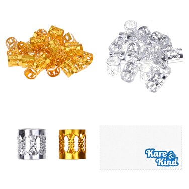 hair braid cuff gold and silver 200pcs - Kare &amp; Kind 200x Aluminum Hair Cuffs
