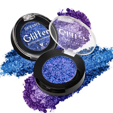 Shimmer Duochrome Eyeshadows Makeup Palette Blue Purple, Glitter Metallic MultiChrome Sparkling Eye Shadow Multi Holographic,Long Lasting and No Creasing Smooth Waterproof for Eyes Makeup