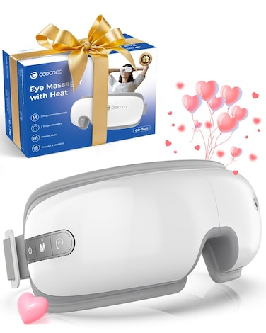 CooCoCo Eye Massager with Heat, Gifts for Women Her, Heated Eye Mask for Migraine &amp; Headache Relief, Dry Eyes, Improved Sleep