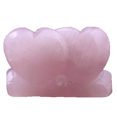 Rose Quartz Double Heart Shape Love Rock Crystal Chakra Stones Carved Chakra Healing Reiki for Lover