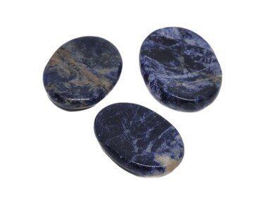 Pachamama Essentials Sodalite Worry Stone Oval Pocket Palm Stone Tumbled Polished Thumb Stones for Anxiety Stress Relief Meditation Crystal Therapy (Sodalite)