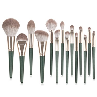 14 pcs Makeup brush set Premium Makeup Brush Foundation Concealer blush eyeshadow set, green