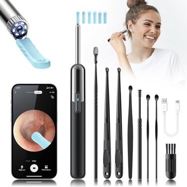 Ear Wax Removal - Wireless WiFi Visual Rechargeable Ear Cleaner, Home Tool for Earwax Removal, 1080P HD Camera Lens &amp; 8 Pcs Ear Set - Ear Cleaning Kit with 6 Ear Pick