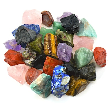 3 lbs Bulk Rough Madagascar Stones Mix Large 1" Natural Raw Stones Crystal for Tumbling, Cabbing, Fountain Rocks, Decoration,Polishing, Wire Wrapping, Wicca Reiki Crystal Healing