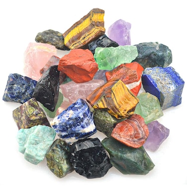 3 lbs Bulk Rough Madagascar Stones Mix - Large 1" Natural Raw Stones Crystal for Tumbling, Cabbing, Fountain Rocks, Decoration,Polishing, Wire Wrapping, Wicca &amp; Reiki Crystal Healing
