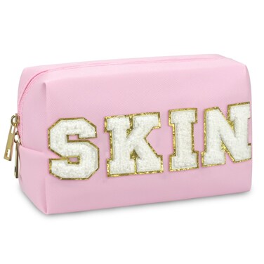 Preppy Makeup Bag,Skincare Bag,PU Leather Portable Waterproof Preppy Stuff for Travel Toiletry Bag,Makeup Bag for Girls Women