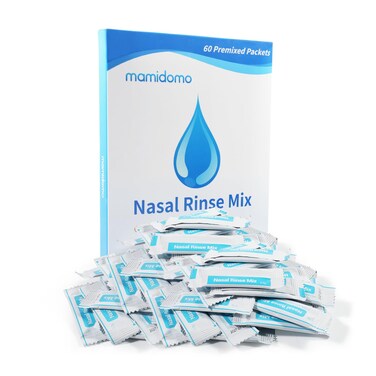 MAMODOMO 2.7g 60 Nasal Rinse Packets, Neti Pot Salt Packets, Individually Wrapped Packets for Saline Packets, Nasal Rinse Salt Packets, Allergy Relief Saline Solution for Neti Pots, Sinus Relief