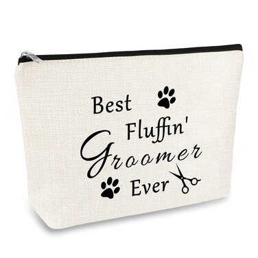 Dog Groomer Gift for Women Zipper Makeup Bag Grooming Cosmetic Bag Pet Groomer Dog Groom Gift Christmas Thanksgiving Day Birthday Gifts for Animal Hairdresser Stylist Travel Toiletries Pouch