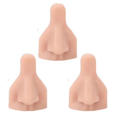 JTLB 3PCS Silicone Nose Model, Soft Flexible Reusable Simulation 3D Silicone Nose Model for Jewelry Display,Practice Teaching Instructions (Medium Skin Color)