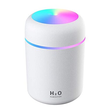 2 in 1 USB Electric Aromatherapy Oil Diffuser Ultrasonic Air Humidifier Mist Maker with Colorful Light for Home Office and Car (White)