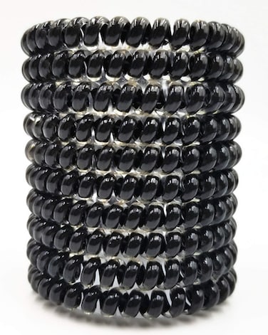 15 Pcs Black Spiral Telephone Cord Plastic Hair Ties, No Crease Coil Elastics